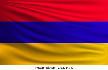 Vector flag of Armenia waving closeup style background illustration.
