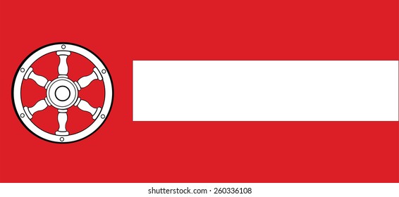 Vector flag of arms of Erfurt city in Thuringia state, Germany. Original and simple flag isolated vector in official colors and Proportion,, vector illustration isolated on white background.