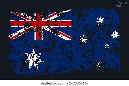 Bandera vectorial de Australia. Ilustración con grietas y abrasiones.