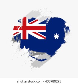 Vector flag of Australia isolated on the frayed, scratched heart