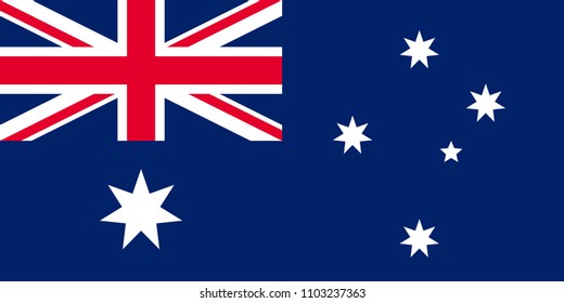 Vector flag of Australia. Proportion 1:2. Australian national flag.