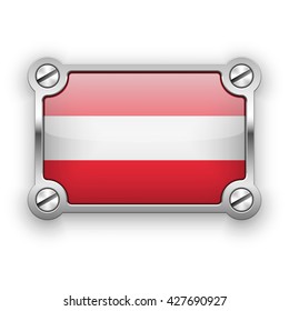 Vector flag of Austria in a silver frame