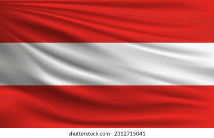Vector flag of Austria waving closeup style background illustration.