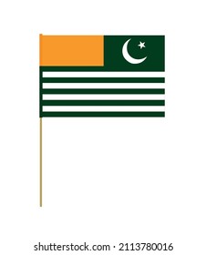 Vector Flag of Azad-Kashmir on a stick. Design element. Signs and symbols. Flags.