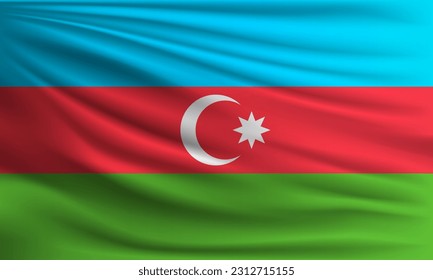 Vector flag of Azerbaijan waving closeup style background illustration.