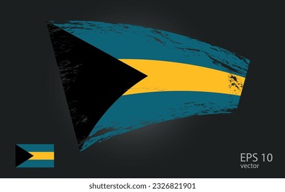 Bandera vectorial de Bahamas, ilustración. Vista de trazo de trazo de pincel con indicador vectorial plano.

