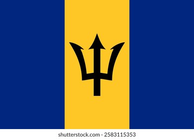 Vector flag of Barbados. Accurate dimensions and official colors. This file is suitable for digital editing and printing of any size.