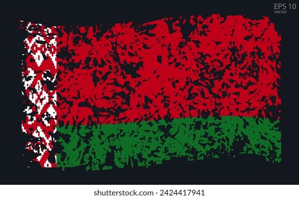 Vector flag of Belarus. Vector illustration with cracks and abrasions.