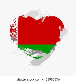 Vector flag of Belarus isolated on the frayed, scratched heart