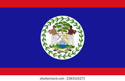Vector flag of Belize. Accurate dimensions and official colors. This file is suitable for digital editing and printing of any size.