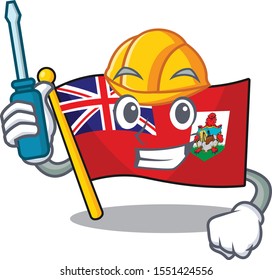 vector flag bermuda cartoon automotive on pole