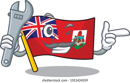 vector flag bermuda mechanic cartoon on pole
