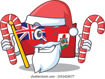 vector flag bermuda santa bring candy cartoon on pole