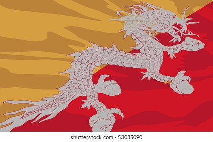 Vector flag of Bhutan