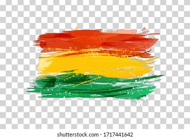 Vector flag of Bolivia made with colorful splashes. Paint smears, grunge texture.