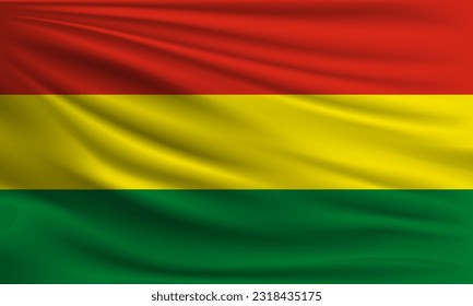 Bandera vectorial de Bolivia ondeando la ilustración de fondo estilo closeup.