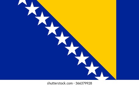 Vector flag of Bosnia and Herzegovina. National symbol of Bosnia and Herzegovina.