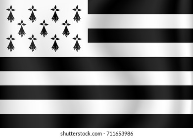 Vector flag of Brittany (Bretagne, France)