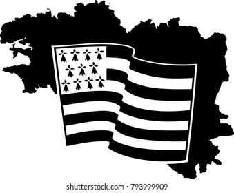 Vector flag of Brittany waving on wind isolated on white background