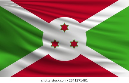 Bandera vectorial de Burundi ondeando una ilustración de fondo estilo closeup.