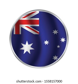 Vector flag button  - Australia , National flag of Australia - Australian flag, glossy button, vector.
