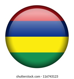 Vector flag button series - Mauritius