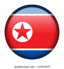 Vector flag button series - North Korea