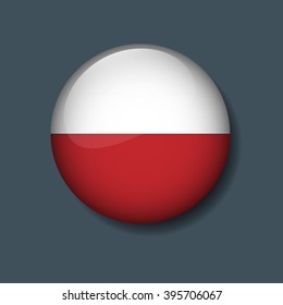Vector flag button series, Poland
