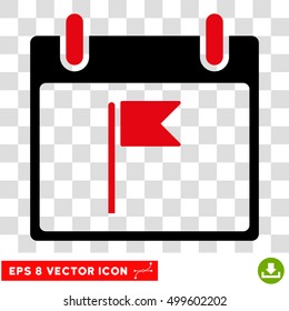 Vector Flag Calendar Day EPS vector pictograph. Illustration style is flat iconic bicolor intensive red and black symbol on a transparent background.