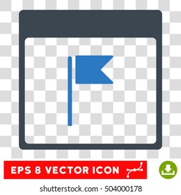 Vector Flag Calendar Page EPS vector icon. Illustration style is flat iconic bicolor smooth blue symbol on a transparent background.