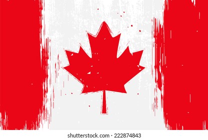 Vector flag of Canada, Canadian flag in grunge style