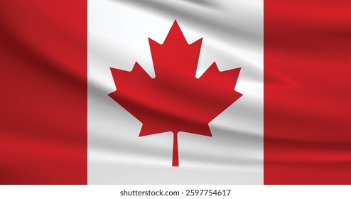 Vector flag of Canada. Canada waving flag background.