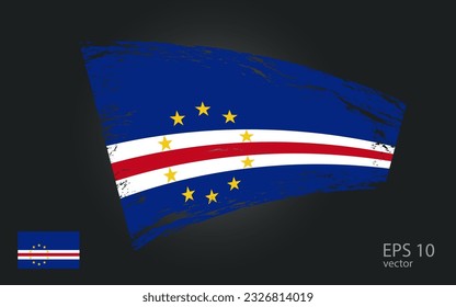 Vector flag of Cape Verde, illustration. Brush paint stroke trail view with flat vector flag.
