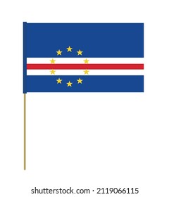 Vector flag of Cape Verde on a stick. Design element. Signs and symbols. Flags.