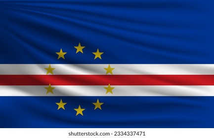 Vector flag of Cape Verde waving closeup style background illustration.