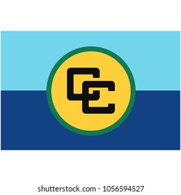 Vector Flag Of Caricom.  Caribbean Community Flag Button