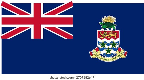 Bandera de Vector de las Islas Caimán, un país del Territorio Británico de Ultramar en el Caribe Occidental. Dimensiones precisas y colores oficiales. Este archivo es adecuado para la edición digital y la impresión de cualquier tamaño.