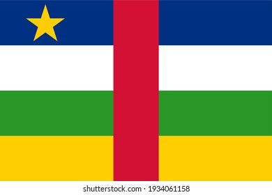 Vector flag of Central African Republic. Accurate dimensions and official colors. Symbol of patriotism and freedom. This file is suitable for digital editing and printing of any size.