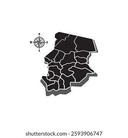 Vector flag of Chad or map of the flag of Chad on white background Vector illustration
