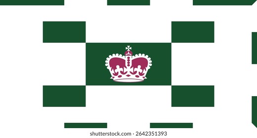 Bandeira vetorial de Charlottetown, PEI, o 'Local de Nascimento da Confederação' no Canadá. Apresenta uma coroa e retângulos verdes, símbolos de sua herança única