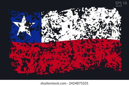 Vector flag of Chile. Vector illustration with cracks and abrasions.