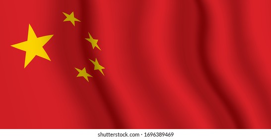 Die Flagge der Vektorillustration Chinas. Volksrepublik China, die Flaggenhintergrund windet.