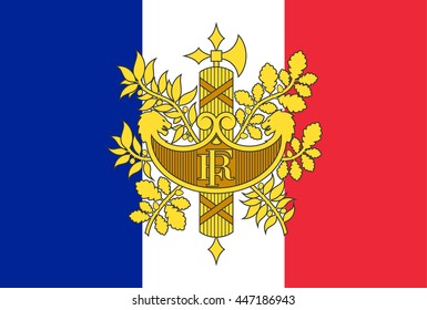 Vector flag and coat of arms of France