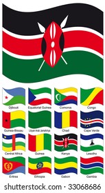 Vector Flag Collection. Cape Verde; Central African; CHAD; Comoros; Congo; Djibouti; Equatorial Guinea; Eritrea; Ethiopia; Gabon; Gambia; Guinea-Bissau; Guinea; Kenya; Lesotho; Libyan Arab Jamahiriya