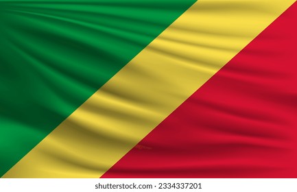 Vector flag of Congo waving closeup style background illustration.