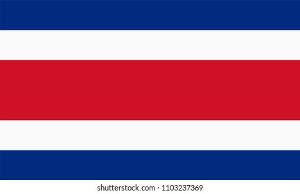 Vector flag of Costa Rica. Proportion 3:5. Costa Rican national tricolour flag. Tricolor.