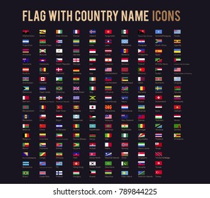 The vector flag with country name flat icon