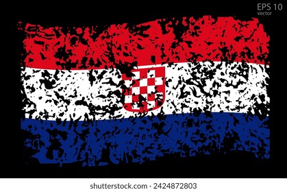 Vector flag of Croatia. Vector illustration with cracks and abrasions.