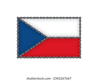 Vector flag of the Czech Republic formed by a realistic bicycle chain. Isolated on white background