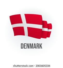 Vector flag of Denmark. Danish waving flag. Vector illustration.